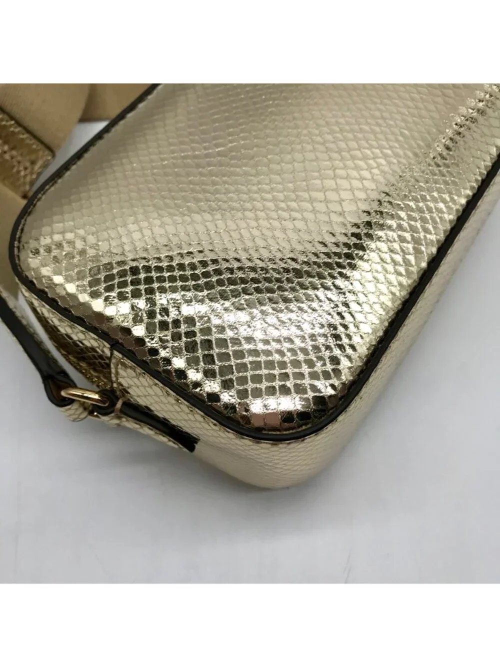 Michael Kors Metallic Gold Leather Maisie 2-In-1 Camera Crossbody Bag